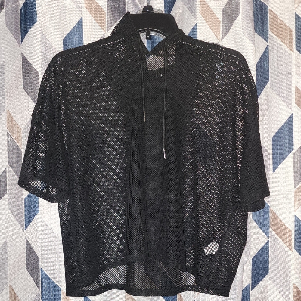SHEIN Black Mesh Hoodie